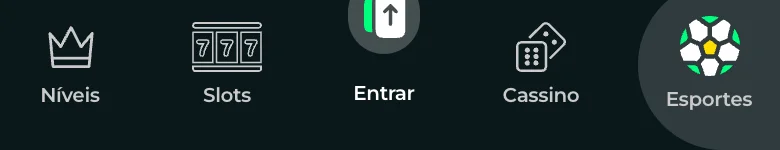 Barra de navegação inferior da Bullsbet no celular, com o botão Entrar ao centro