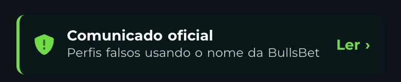 Comunicado oficial da Bullsbet sobre perfis falsos usando o nome da marca